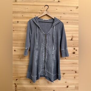 Wearables XCVI Medium Full Zip Elbow Sleeve Scoopneck Hoodie Lagenlook